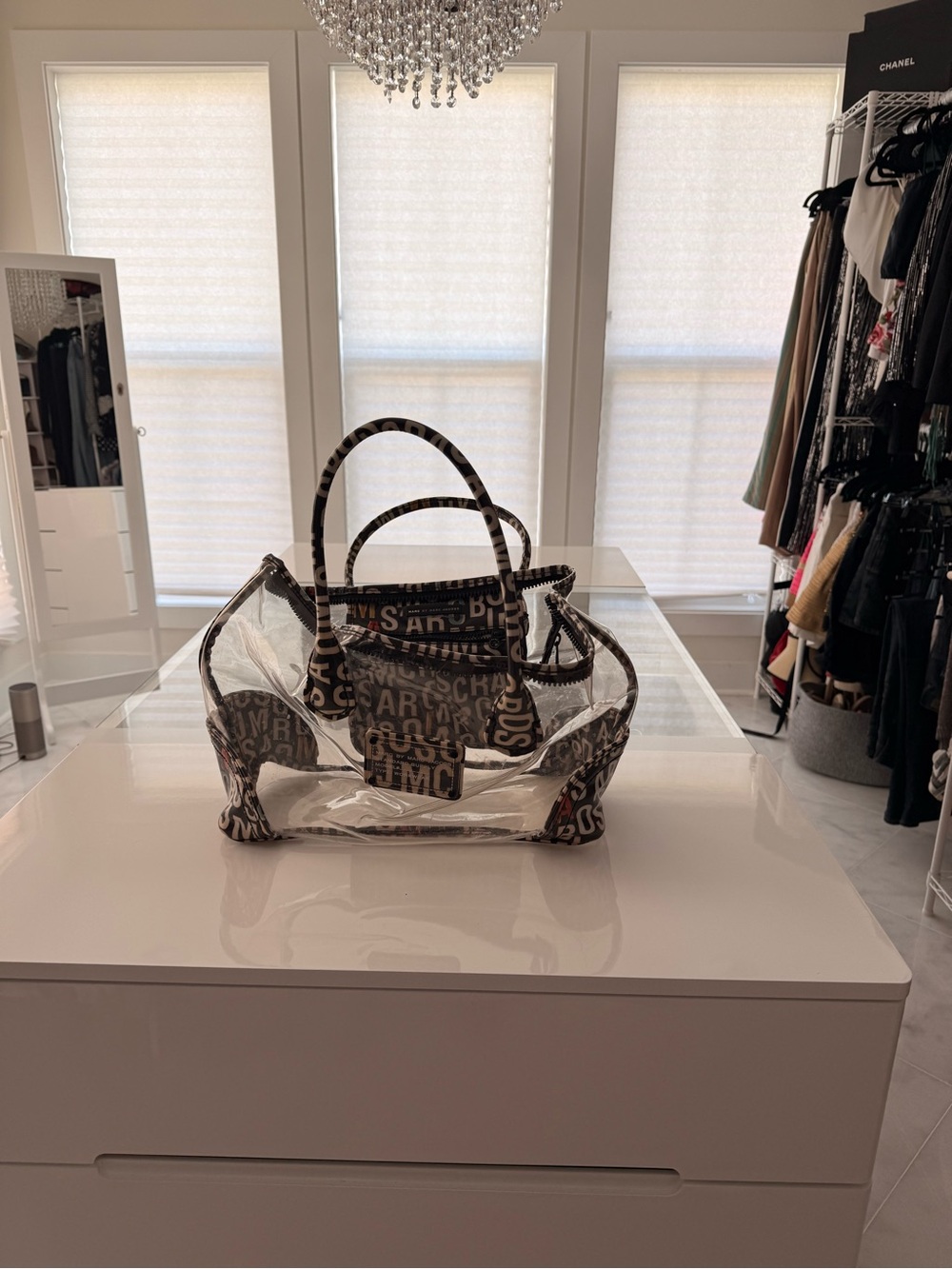 Marc by Marc Jacobs Clear Tote with Black Logo-Print Pouch